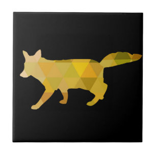 Carreau En Céramique Art géométrique jaune de Fox de moutarde