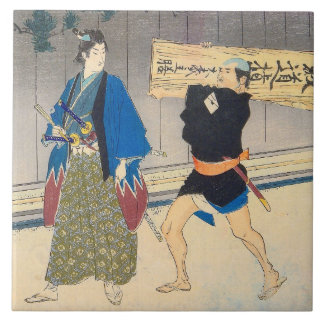 Carreau En Céramique Art japonais - samouraï et son employé