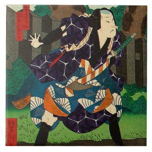 Carreau En Céramique Art japonais - un samouraï utilisant le kimono