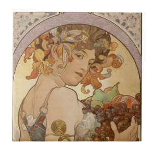 Carreau En Céramique Art Nouveau Femme Mucha Belle