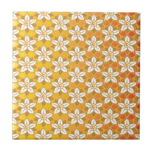 Carreau En Céramique Art Nouveau jaune Jonquil papier peint fleuri damé