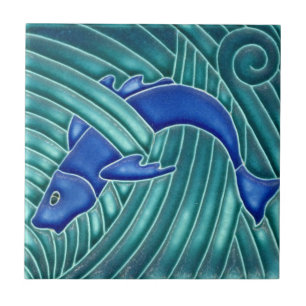 Carreau En Céramique Art Nouveau - Poisson bleu unique