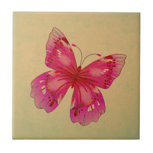 Carreau En Céramique Art papillon vintage rose