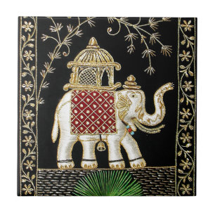 CARREAU EN CÉRAMIQUE ART ROYAL DU TOUR ZARI D'ÉLÉPHANT D'ASIE