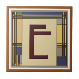 Carreau En Céramique Arts merveilleux et initiale géométrique E de
