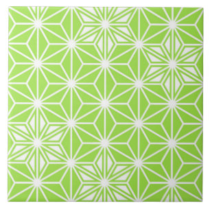 Carreau En Céramique Asanoha japonais ou motif étoile, vert citron clai