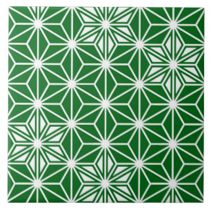Carreau En Céramique Asanoha japonais ou Motif étoile, vert pin
