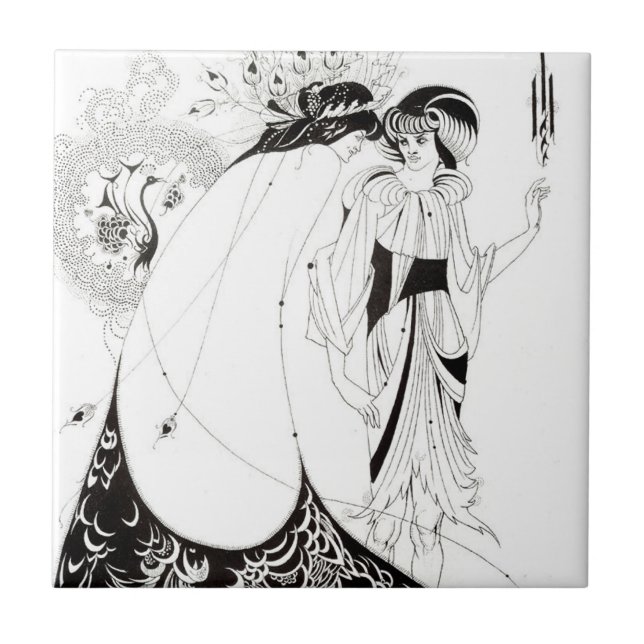Carreau En Céramique Aubrey Beardsley La Tuile De Chemise De Peacock (Devant)