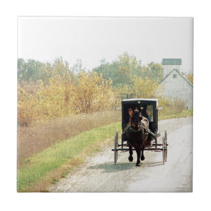 Carreau En Céramique Automne Amish Horse et Buggy