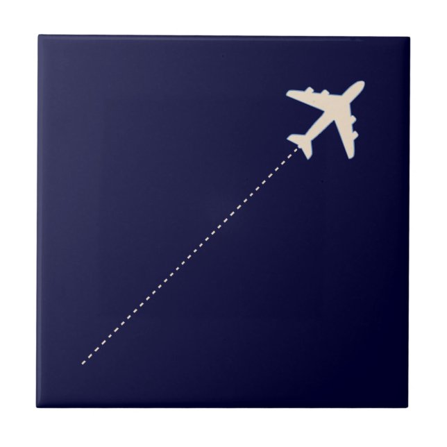 Carreau En Céramique avion de voyage avec ligne pointillée (Devant)