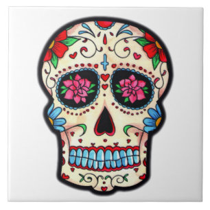 Carreau En Céramique Azulejo Crâne Mexicain