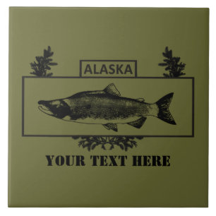Carreau En Céramique Badge de pêcheur de combat de l'Alaska