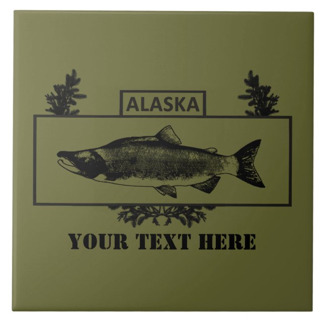 Carreau En Céramique Badge de pêcheur de combat de l'Alaska (Devant)