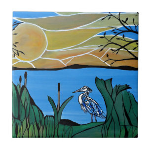 Carreau En Céramique Baie bleue de héron