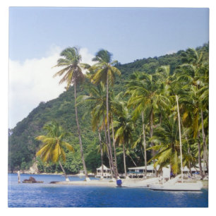 Carreau En Céramique Baie de Marigot, Sainte-Lucie, Caraïbes
