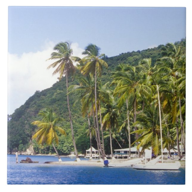 Carreau En Céramique Baie de Marigot, Sainte-Lucie, Caraïbes (Devant)