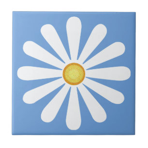 Carreau En Céramique Baisson blanc, centre jaune, sur petit garçon bleu