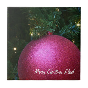 Carreau En Céramique Balle de Noël rose brillant