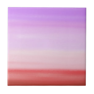 Carreau En Céramique Bandes d'aquarelle rose