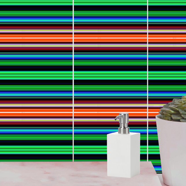 Carreau En Céramique Bandes minces et colorées - 1 (Thin Colorful Stripes - 1 Tile)