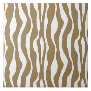 Carreau En Céramique Bandes Zèbre - Taupe Tan et Blanc