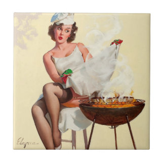 Carreau En Céramique Barbecue Pin-Up Girl