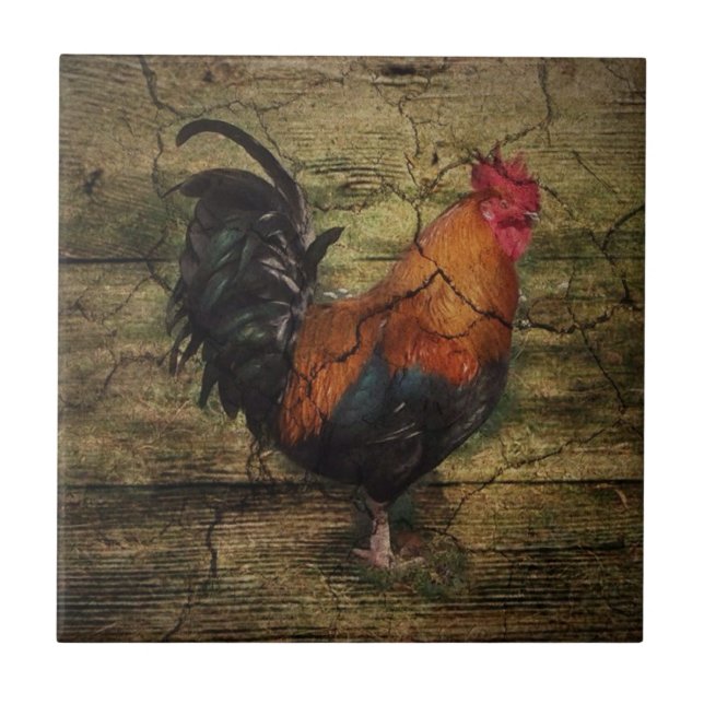 Carreau En Céramique Barn Wood Chicken french country rooster (Devant)