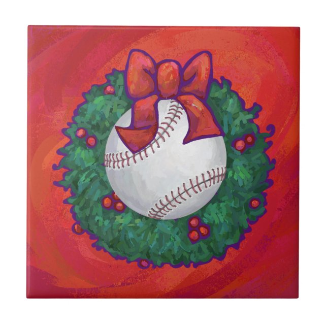 Carreau En Céramique Baseball en couronne rouge (Devant)