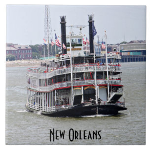 Carreau En Céramique Bateau à vapeur sur le fleuve Mississippi