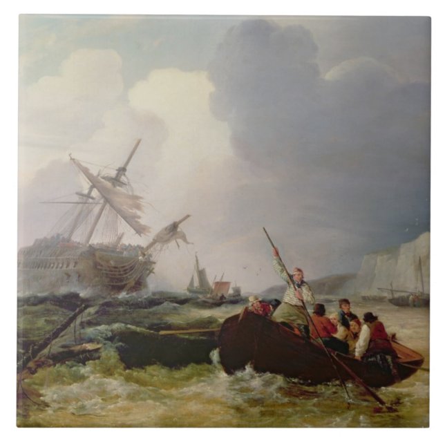 Carreau En Céramique Bateau d'aviron allant à l'aide d'une guerre (Devant)