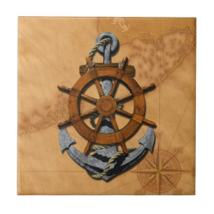 Carreau En Céramique Bateaux nautiques roue et Ancre