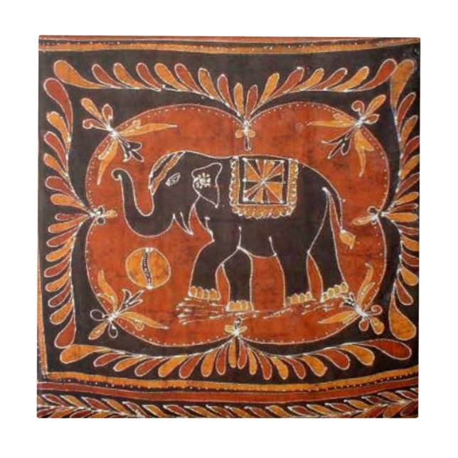 Carreau En Céramique Batik d'éléphant (Devant)