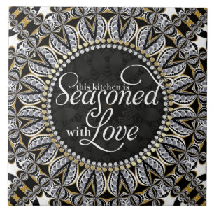 Carreau En Céramique Batik Tribal assaisonné avec amour Décor Maison 