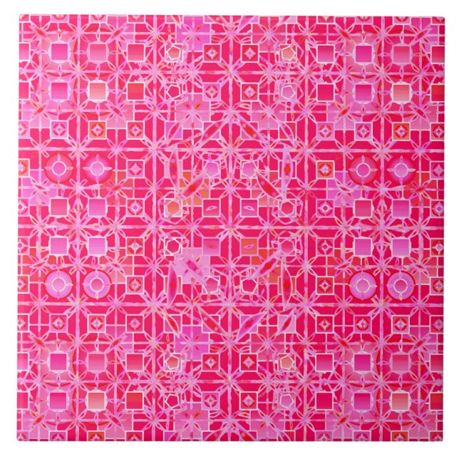 Carreau En Céramique Batik tribal - nuances de rose fuchsia (Devant)