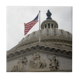 Carreau En Céramique Bâtiment de capitol des USA avec le drapeau