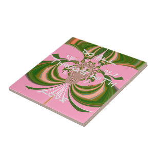 Carreau En Céramique Beau bébé rose vert et blanc Kaleidoscope
