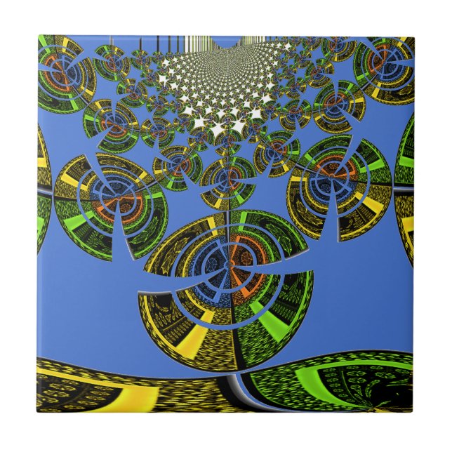 Carreau En Céramique Beau bleu africain traditionnel Vecteur ethnique (Devant)