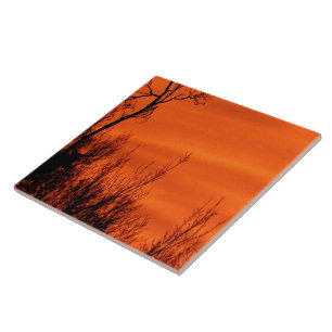 Carreau En Céramique Beau lever de soleil orange au Kansas