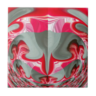 Carreau En Céramique Beau motif géométrique gris cendré rouge ART