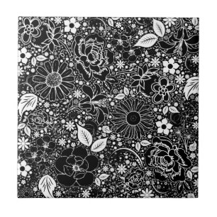 Carreau En Céramique Beautés botaniques Noir et Blanc
