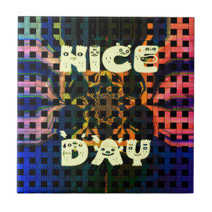 Carreau En Céramique Beautiful have a Nice Day Text Print vecteur