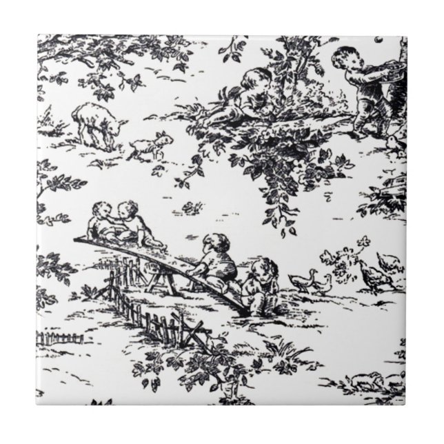 Carreau En Céramique Bébé noir et blanc antique Toile (Devant)
