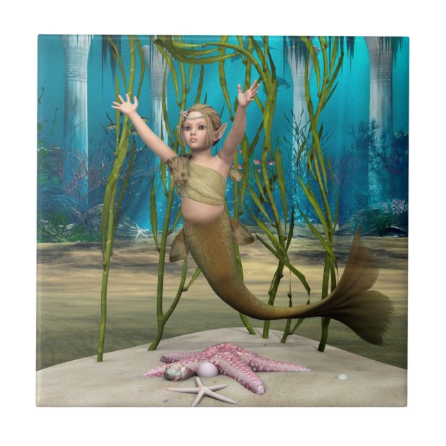 Carreau En Céramique Bébé Sirène (Devant)