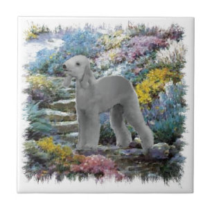 Carreau En Céramique Bedlington Terrier Summer Garden Art
