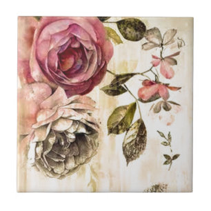 Carreau En Céramique Belle peinture florale victorienne