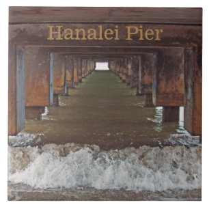 CARREAU EN CÉRAMIQUE "BENEATH HANALEI PIER" (KAUAI)