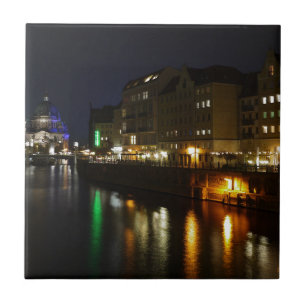 Carreau En Céramique Berlin Allemagne Nuit Spree Deutschland Nacht