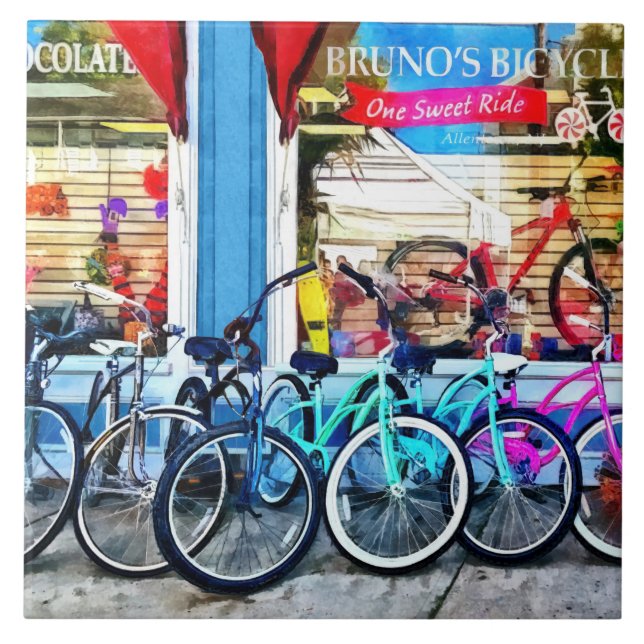 Carreau En Céramique Bicyclettes et chocolat (Devant)