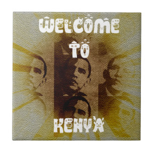 Carreau En Céramique Bienvenue au Kenya avec Obama Collage