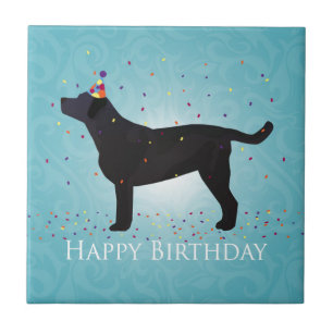 Carreau En Céramique Black Lab Joyeux Design d'anniversaire